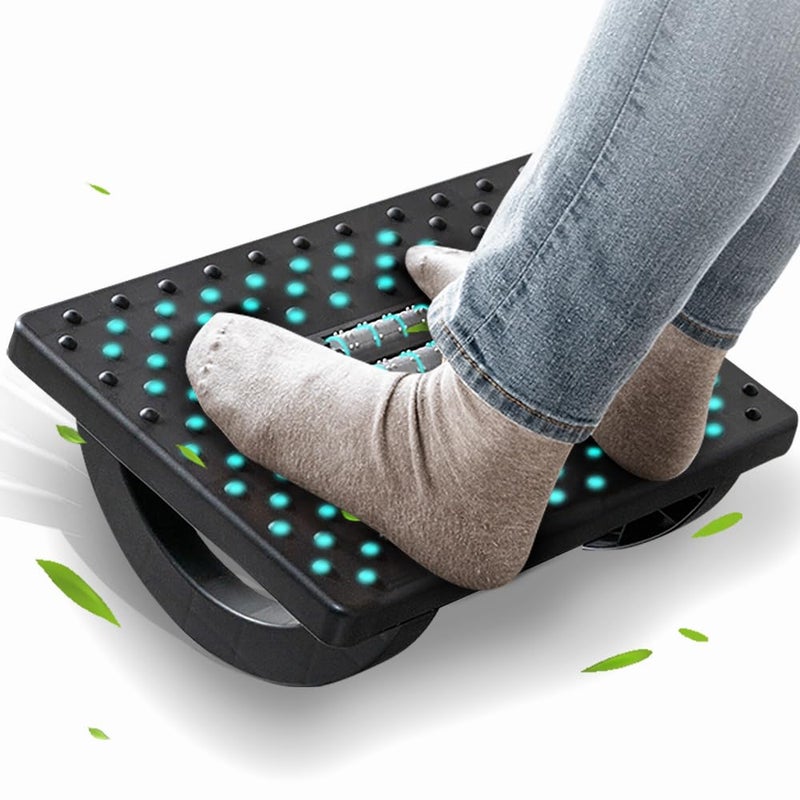 CasaZenith Foot Rest for Under Desk at Work - Ergonomic Foot Stools for Under Office Desk - Rocking Footrest with Roller Massager - Leg Rest for Chair, Computer Gaming -13" L x 9.6" W x 5" H - Image 1