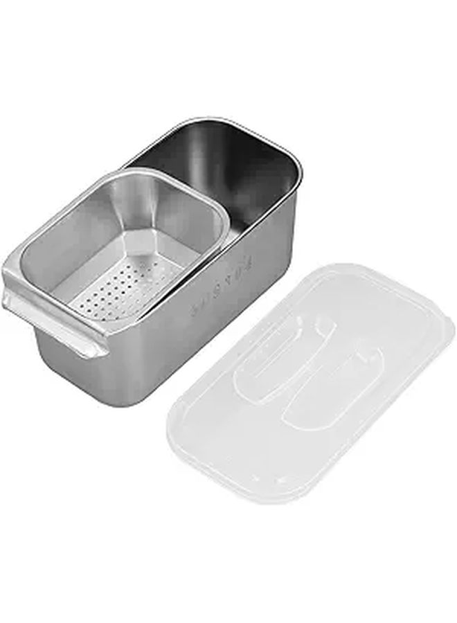 304 Stainless Steel Snack Box With Removable Divider And Lid Compact For School Travel And Work - Image 1