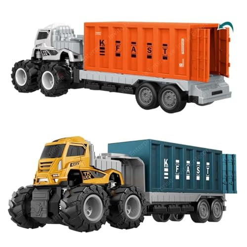 Parshya 1:43 Metal Toys Alloy Diecast Truck Set Toy, Friction Powered Truck for Kids Age 2 3 4 5 6 Year Unbreakable Realistic Toy Truck (Logistic Truck) - Image 1