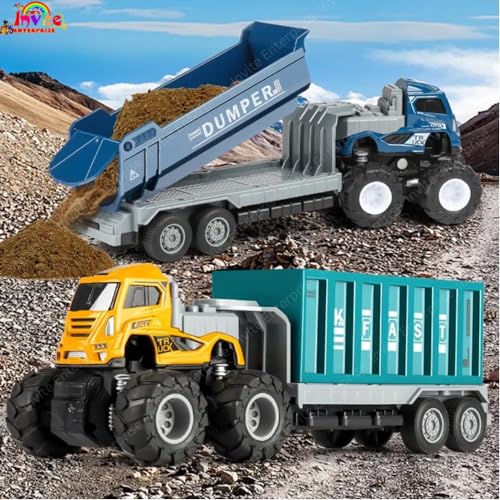 Parshya 1:43 Metal Toys Alloy Diecast Truck Set Toy, Friction Powered Truck for Kids Age 2 3 4 5 6 Year Unbreakable Realistic Toy Truck (Logistic Truck) - Image 4