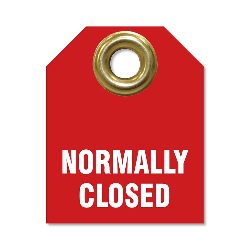 AccuformNMC Normally Closed Valve Identifier Tags (Pack of 5), 2.5" H x 2" W, Red Plastic Double Sided Pipe Tags with Metal Grommet, TDW220 - Image 5