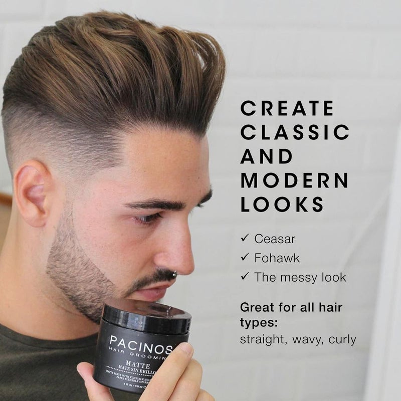 Pacinos Matte Hair Paste - Firm Hold, No Shine, Sculpting & Styling Wax, Long Lasting Definition & Texture, No Flakes, All Hair Types, 4 fl. oz. - Image 3