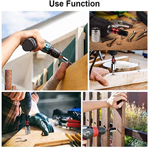 Fruholt Socket Adapter Set, 1/4-Inch Hex Shank to 1/4, 3/8, 1/2-Inch Square Drive, 3-Piece Impact Grade Drill Bit Holders, Black - Image 2