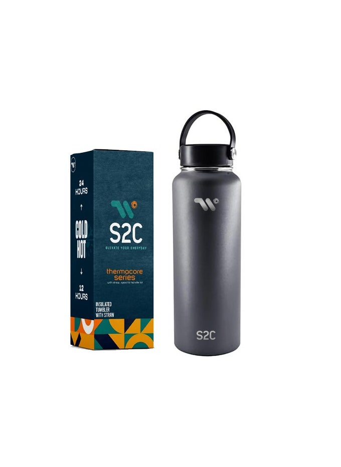 S2C 1200ML Insulated Water Bottle with 3 Lids, Double Wall,Leak Proof, Stainless Steel Water Bottle With Straw Water Bottle For Gym, Water Bottle Thermos Flask for Hot Water Bottle (GREY) - pzsku/Z27ADA9411C4741BC3A0FZ/45/1741777481/75005377-c454-4be1-b6ee-e3f606e242c2