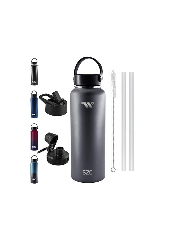 S2C 1200ML Insulated Water Bottle with 3 Lids, Double Wall,Leak Proof, Stainless Steel Water Bottle With Straw Water Bottle For Gym, Water Bottle Thermos Flask for Hot Water Bottle (GREY) - pzsku/Z27ADA9411C4741BC3A0FZ/45/1741777548/e209f38f-7231-4086-a2d9-56d785909402