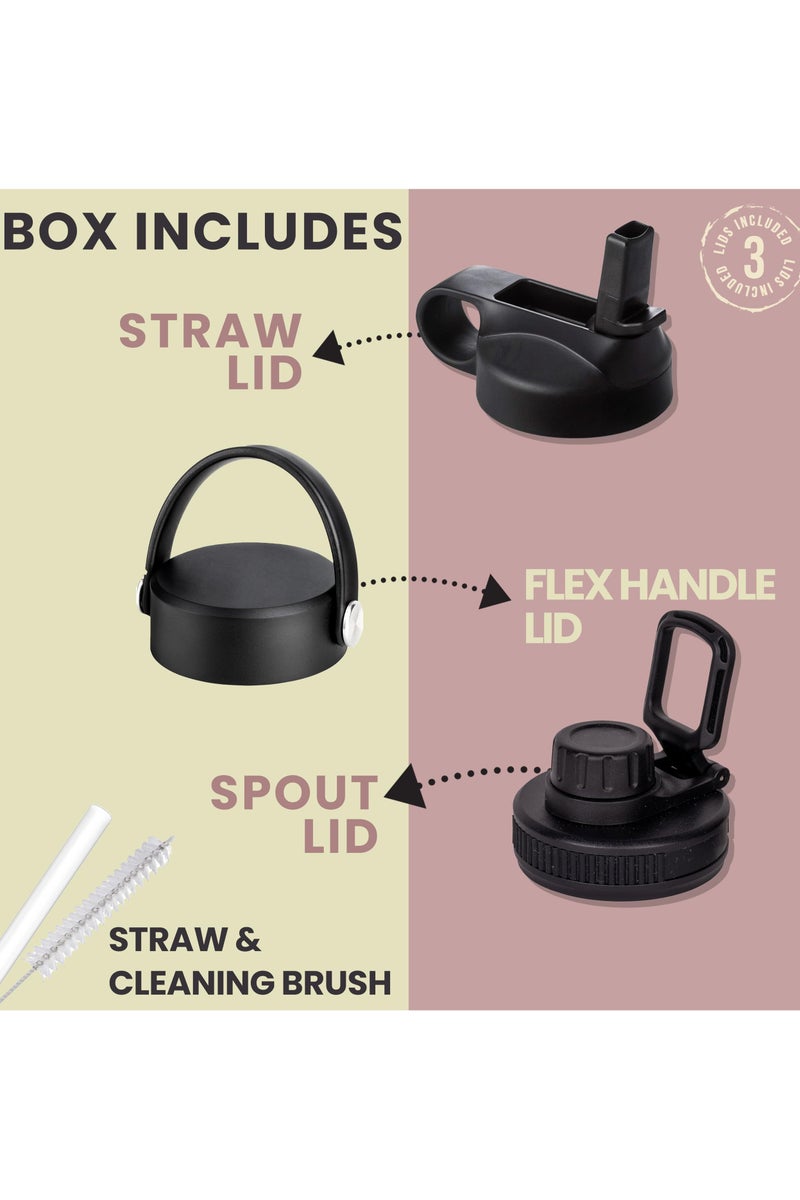 S2C 1200Ml Insulated Water Bottle With 3 Lids, Double Wall,Leak Proof, Stainless Steel Water Bottle With Straw Water Bottle For Gym, Water Bottle Thermos Flask For Hot Water Bottle (Grey) - Image 5