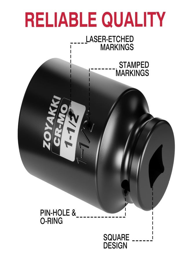 ZOYAKKI 6-Point 1/2-Inch Drive Deep Impact Socket- 1-1/2" (SAE), CR-MO, 1/2-inch Drive 6 Point Axle Nut Socket for Easy Removal of Axle Shaft Nuts (1-1/2") - Image 3