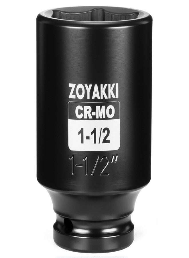 ZOYAKKI 6-Point 1/2-Inch Drive Deep Impact Socket- 1-1/2" (SAE), CR-MO, 1/2-inch Drive 6 Point Axle Nut Socket for Easy Removal of Axle Shaft Nuts (1-1/2") - Image 1
