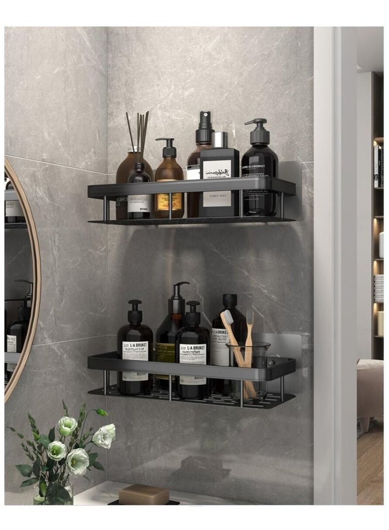 2 Packs Bathroom Shower Shelf, Bathroom Organizer Shower Caddy Shelf, Bathroom Storage Shelf, Wall Shelf, No Drilling wall mounted Shower Shelves Black - Image 1