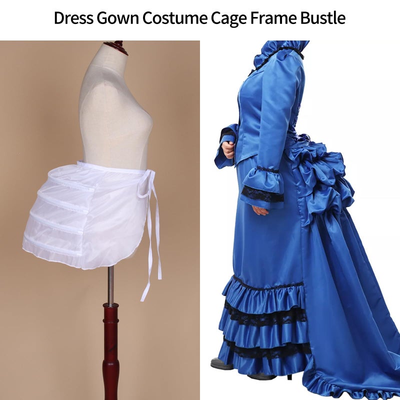BBSET Women's Victorian Bustle Hoop Skirt Crinoline Cage Pannier, Back bustle cage for Dress Gown, Victorian pannier, Victorian undergarment, Crinoline petticoat Prom Dress - Image 2