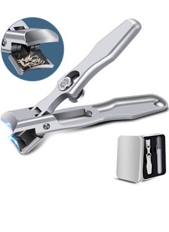 Nail Clippers for Men Thick Nails Professional Extra Large Heavy Duty Toe Nail Clippers for Seniors, Stainless Steel Wide Jaw Opening No Splash Fingernail Cutters Long Handle with Catcher File