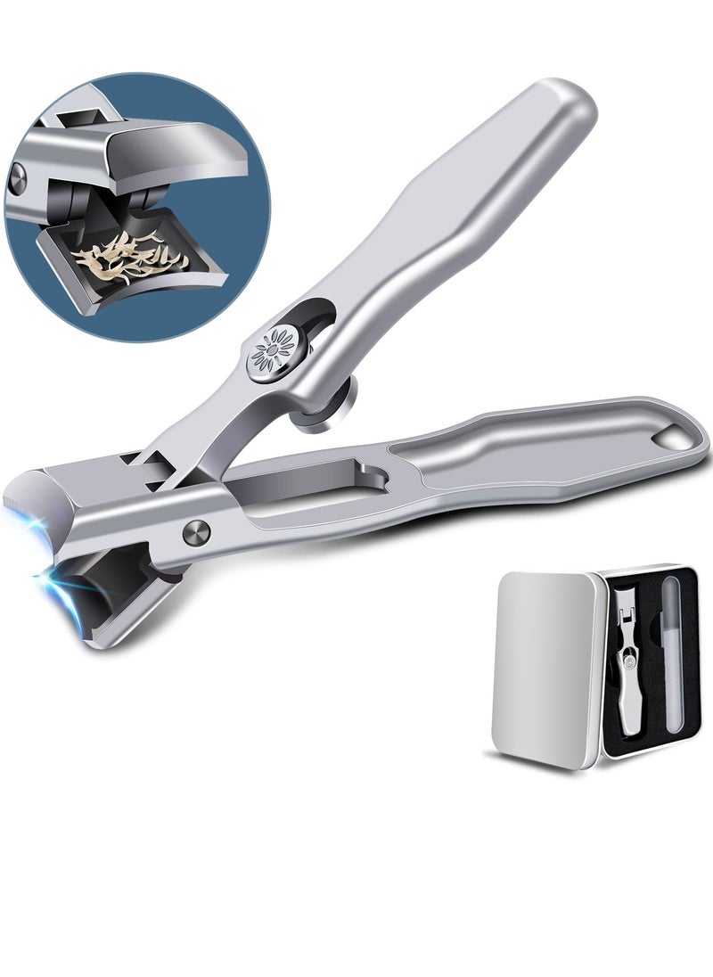 SYOSI - Nail Clippers for Men Thick Nails Professional Extra Large Heavy Duty Toe Nail Clippers for Seniors, Stainless Steel Wide Jaw Opening No Splash Fingernail Cutters Long Handle with Catcher File - Image 1
