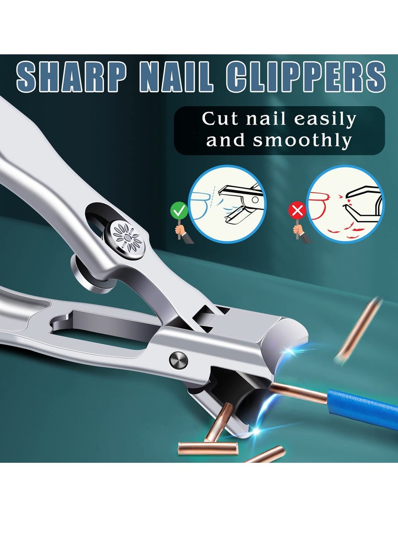 SYOSI - Nail Clippers for Men Thick Nails Professional Extra Large Heavy Duty Toe Nail Clippers for Seniors, Stainless Steel Wide Jaw Opening No Splash Fingernail Cutters Long Handle with Catcher File - Image 1