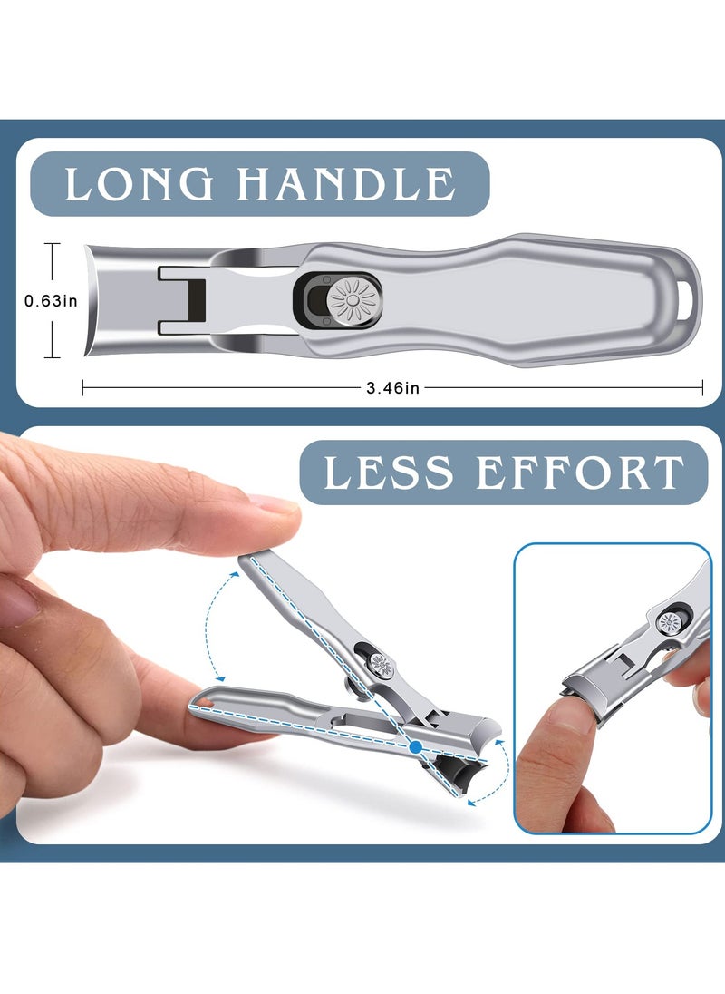 SYOSI - Nail Clippers for Men Thick Nails Professional Extra Large Heavy Duty Toe Nail Clippers for Seniors, Stainless Steel Wide Jaw Opening No Splash Fingernail Cutters Long Handle with Catcher File - Image 1