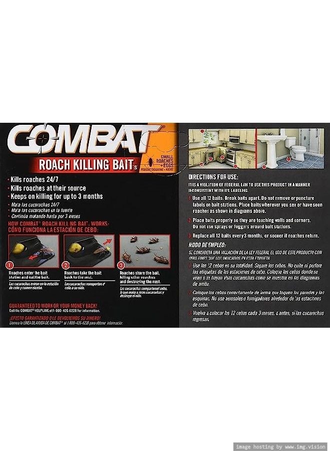 Combat Max Roach Killing Bait: Kills Roaches and Eggs, Insect Bait Station, Cockroach Killer, Long-lasting Roach Bait, Household Pest Management, Child Resistant - Pack of 12 - Image 3