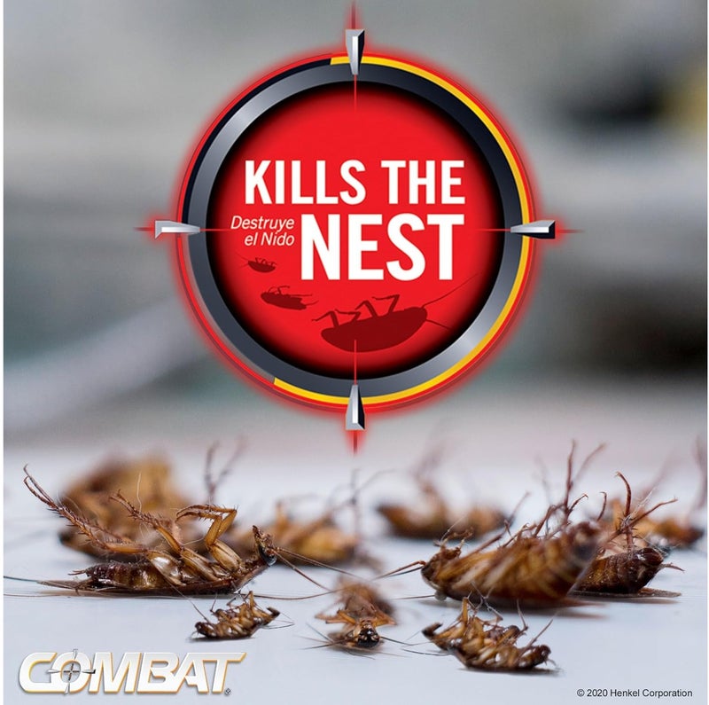 كومبات طُعم مكافحة الصراصير كومبات 12 قطعة – مبيد صراصير قوي يقضي على الصراصير والبيض، بدون رائحة، للاستخدام الداخلي، تصميم آمن للأطفال للمطبخ والحمام والمنزل - Image 3