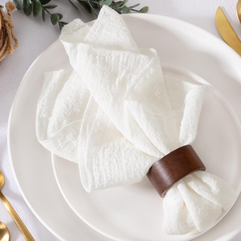 MLMW Ivory White Cloth Napkins Set of 6 Summer Linen Dinner Napkins Cloth Bulk Washable 165165 for Wedding Party Baby Bridal Shower Birthday Table Decorations - Image 1