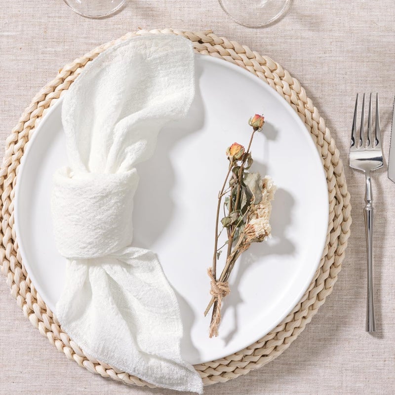 MLMW Ivory White Cloth Napkins Set of 6 Summer Linen Dinner Napkins Cloth Bulk Washable 165165 for Wedding Party Baby Bridal Shower Birthday Table Decorations - Image 3