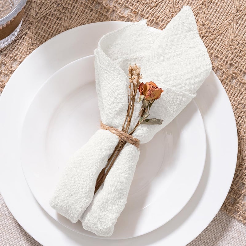 MLMW Ivory White Cloth Napkins Set of 6 Summer Linen Dinner Napkins Cloth Bulk Washable 165165 for Wedding Party Baby Bridal Shower Birthday Table Decorations - Image 4
