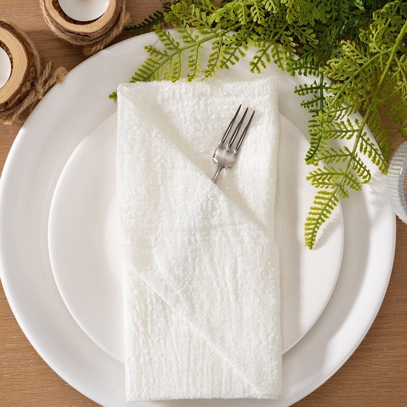 MLMW Ivory White Cloth Napkins Set of 6 Summer Linen Dinner Napkins Cloth Bulk Washable 165165 for Wedding Party Baby Bridal Shower Birthday Table Decorations - Image 2