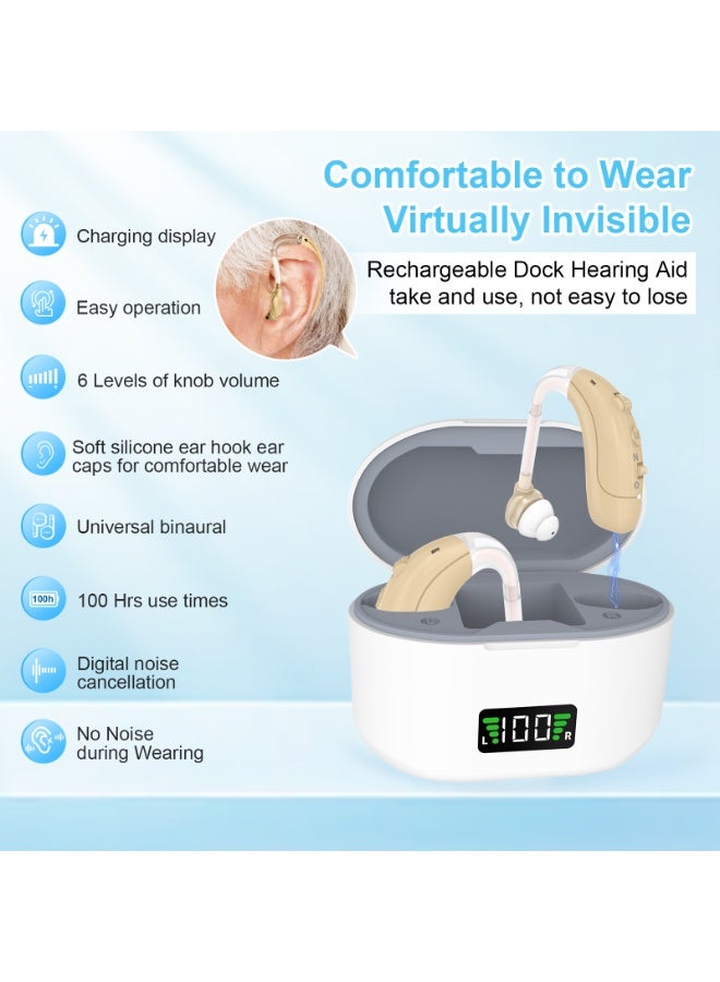 Rechargeable Hearing Aid for Seniors Adults with Noise Cancelling, 16-Channel Digital Invisible Hearing Aids Amplifier with Volume Control - Image 2