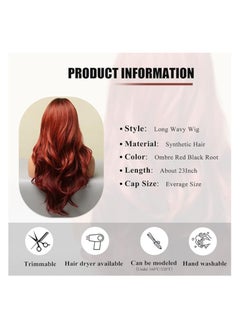 Long Wave Wigs for Women Natural Ombre Black Red Heat Resistant Synthetic Hair Wigs for Women Afro Cosplay Party - pzsku/Z27AE06748BEFF67E65E9Z/45/_/1720687491/28ab1276-d787-4ce5-a6f6-6e858733fd00