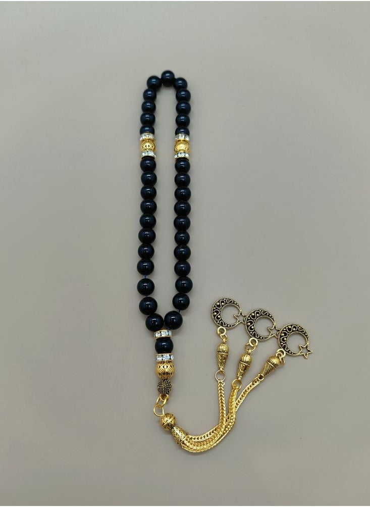 General 33 Natural Black Agate Prayer Beads/Tasbih/8mm  - Image 4