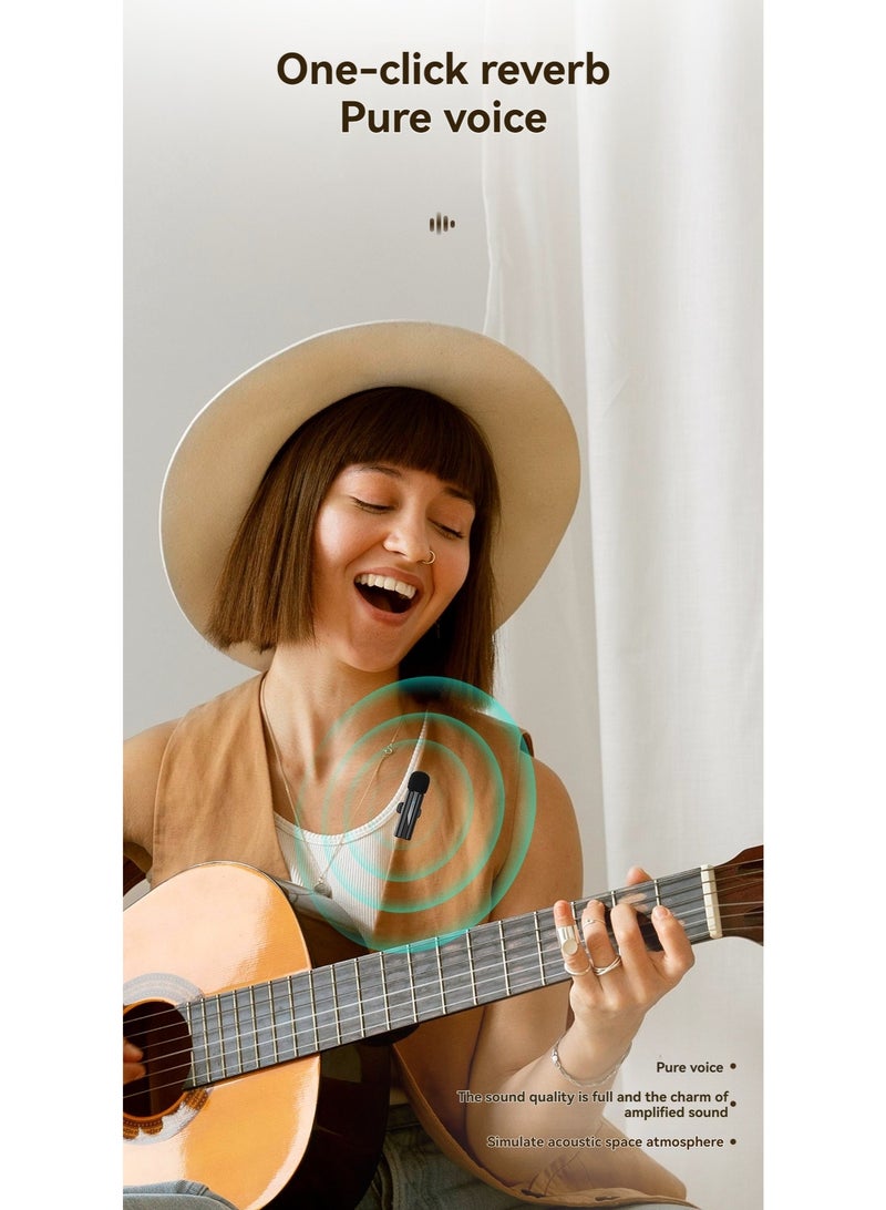 Wireless Bluetooth collar microphone, one-to-two mobile phone live noise reduction recording karaoke special equipment, radio microphone  - Image 2