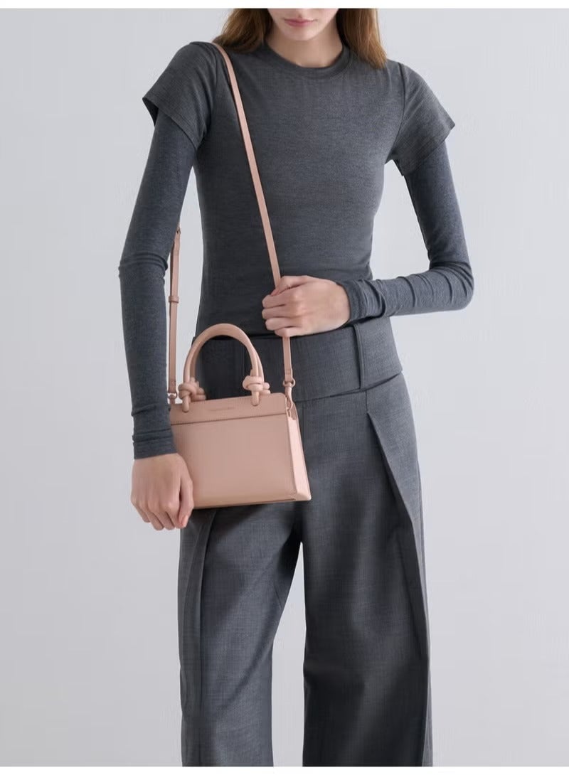 Charles & Keith CHARLES & KEITH Sabine Knotted-Handle Trapeze Tote Bag & Handle Bag & Crossbody Bag for Women  - Image 2