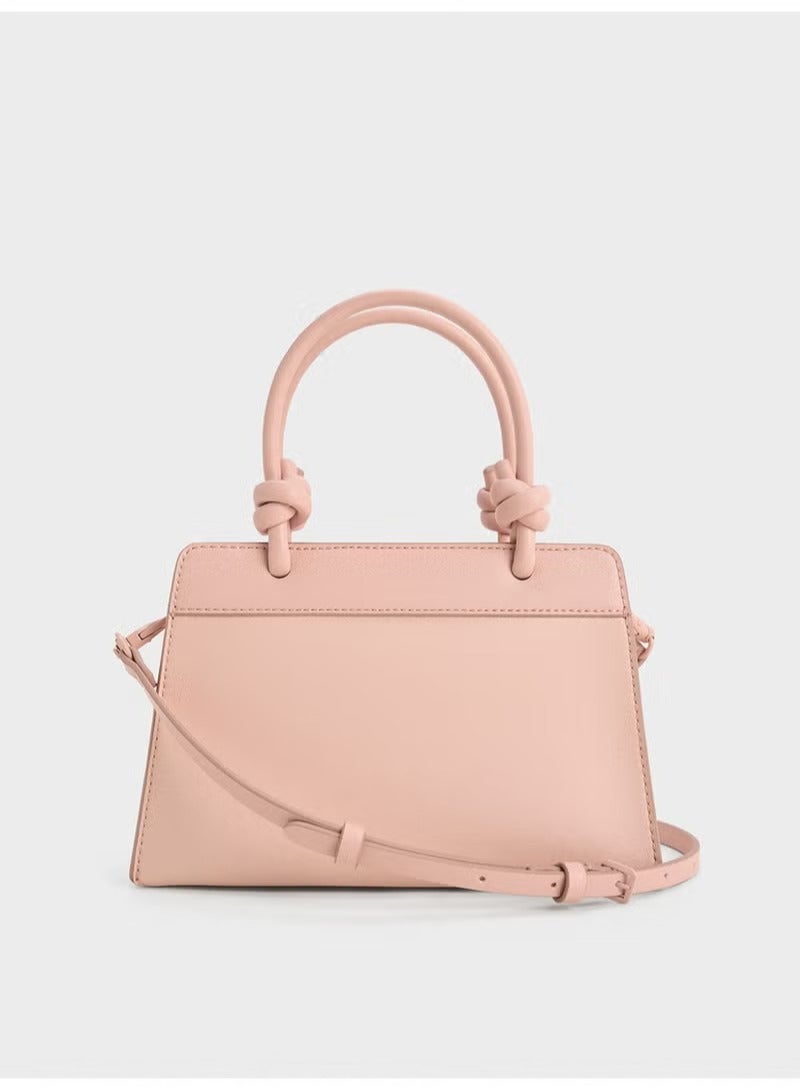 Charles & Keith CHARLES & KEITH Sabine Knotted-Handle Trapeze Tote Bag & Handle Bag & Crossbody Bag for Women  - Image 1