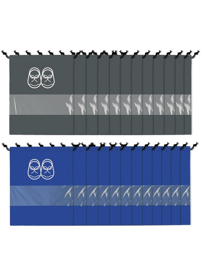 Kuber Industries Kuber Industries Pack of 24 Travel Shoe Organizer | Storage Bags | Waterproof Shoe Bag | Storage Organizers Set | Parachute Shoe Cover with Transparent Window | Shoe Dori Cover | Royal Blue & Grey  - Image 1