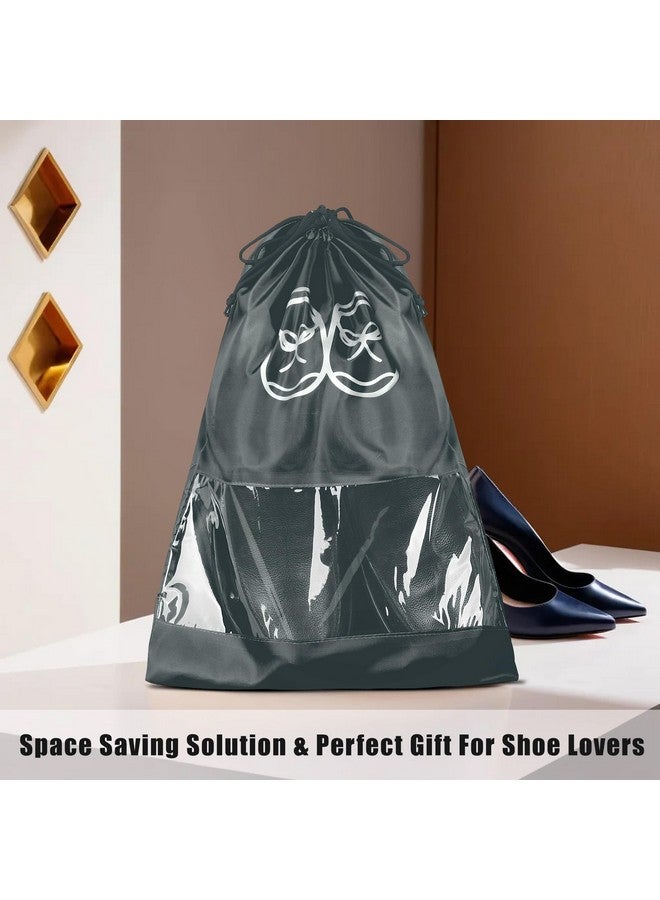 Kuber Industries Kuber Industries Pack of 24 Travel Shoe Organizer | Storage Bags | Waterproof Shoe Bag | Storage Organizers Set | Parachute Shoe Cover with Transparent Window | Shoe Dori Cover | Royal Blue & Grey  - Image 2