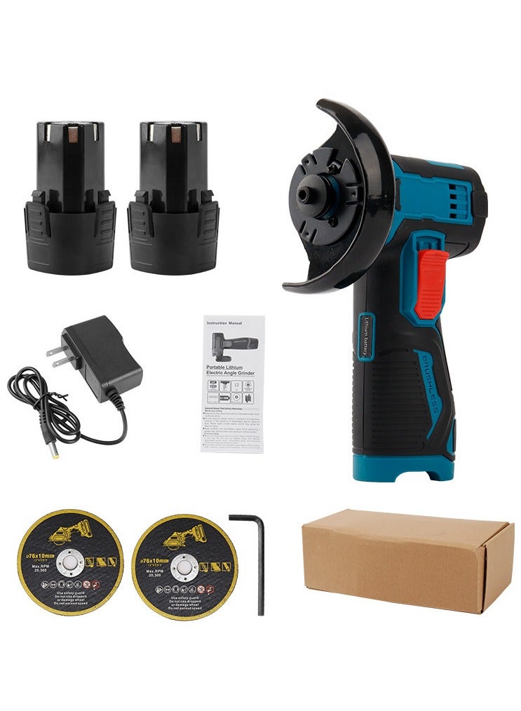 12V Mini mini rechargeable wireless polishing machine with lithium battery and charger, 76MM diameter grinding wheel mini Angle grinder set - Image 1
