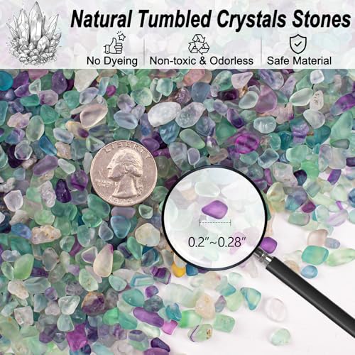 EZEELAI 0.5 Lb/230g Fluorite Crystal Chips Stones Decorative Crystal Pebbles, Irregular Shaped Natural Quartz Stones Aquarium Gravel Rocks for Vases Filler, Garden and Fish Tank Decoration - Image 2