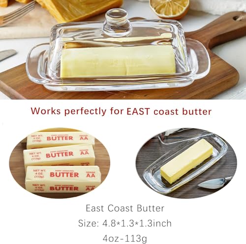 QFkris 8'' Art Glass Butter Dish with Lid,Classic Covered 2-Piece Butter Container For Countertop,Multi-Purpose Preserving Serving Dessert Tray Bowl,Dishwasher Safe - Image 3