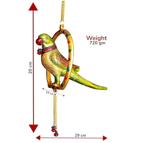 KridayKraft Metal Parrot Statue for Door Hanging,Decor Your Home,Office,Garden Hanging Colorful Parrot Looks Very Beautiful for Gift Idol Animal Showpiece Decorative Figurines..., 20 cm , 19 cm - Image 2