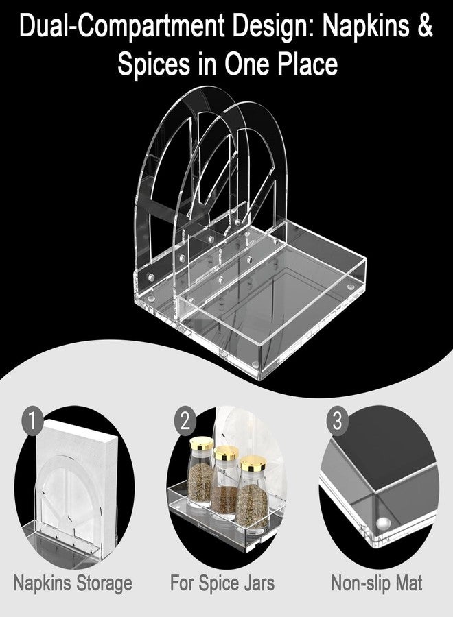 YAGELI Acrylic Napkin Holder with Magnetic Assembly, 2-in-1 Clear Space-Saving Organizer with Salt and Pepper Shakers Caddy for Kitchen Counter, Coffee Station, Office Desk, Modern Tabletop Storage - Image 2