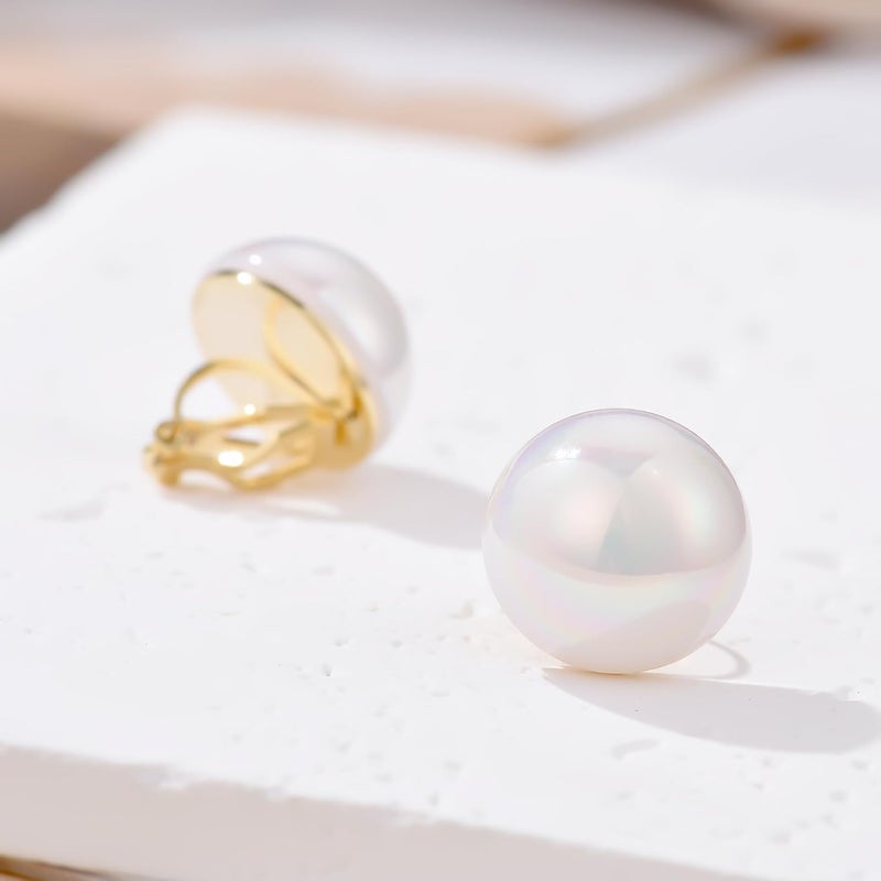 YOQUCOL Simulated Freshwater Pearl Clip On Earrings Not Pierced Elegant Stud Jewelry For Women - Image 4
