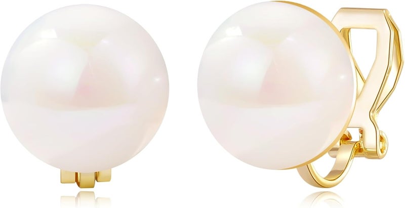 YOQUCOL Simulated Freshwater Pearl Clip On Earrings Not Pierced Elegant Stud Jewelry For Women - Image 1