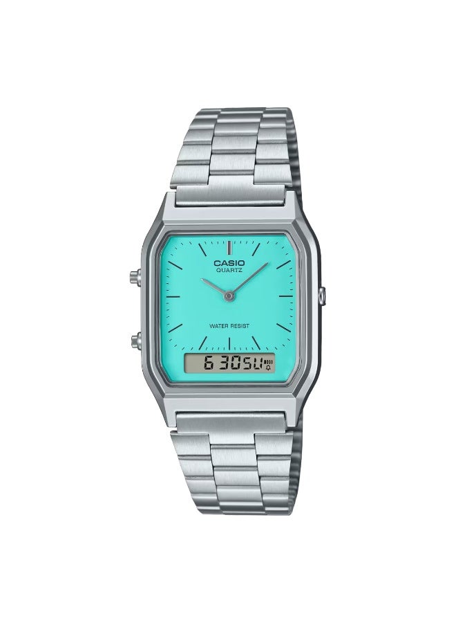 CASIO Vintage Analog-Digital Men's Watch AQ-230A-2A2, 38.8 mm Blue Dial, Chrome-Plated Resin Case & Stainless Steel Bracelet, Water Resistant - Image 2