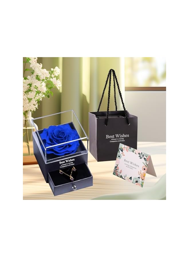The Bros Gifts for Wife, Preserved Real Rose Gift Box with Necklace, Eternal Flower Jewelry Set Gifts for Women for Birthday, Anniversary, Valentine's Day, Mother's Day - Image 2
