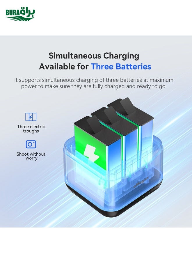 BURAQ For GoPro HERO13 Black AMagisn Battery Charger Charging Seat  - Image 3