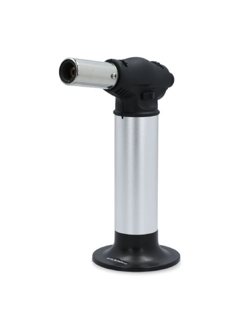 Piezo Electronic Automatic Ignition System Butane Micro Gas Blow Torch Silver and Black 27.6 x 8.6 x 21.2 cmMT-813