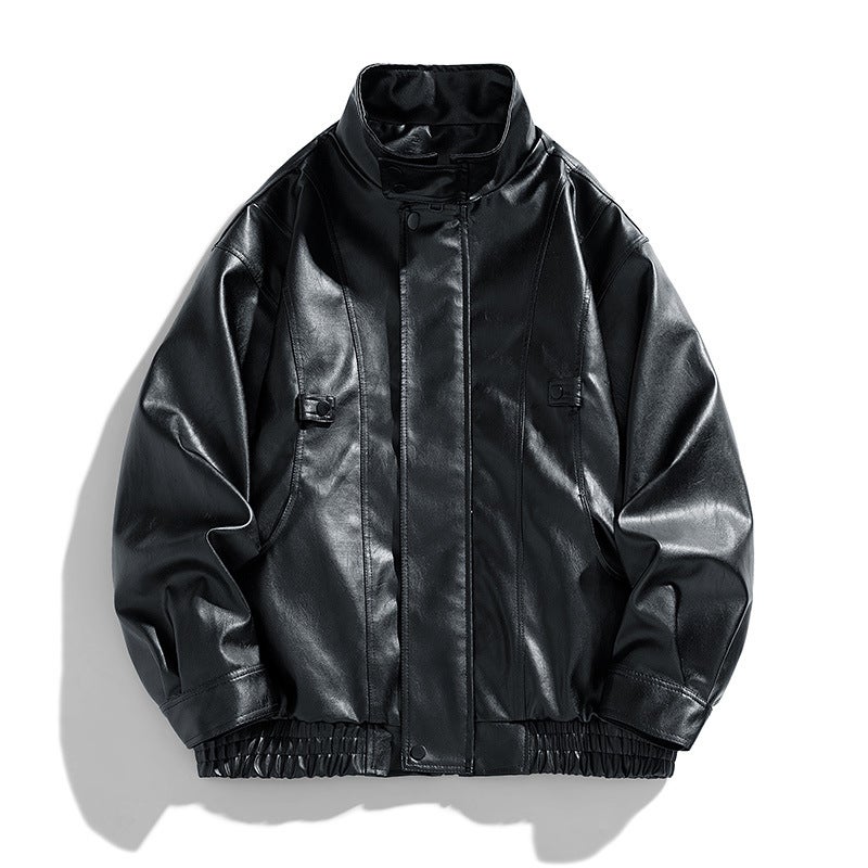American Style Street Pu Leather Aviator Jacket Men'S Fashion Brand Design Sense Advanced High Street Puppies Handsome Jacket Men'S - Image 1