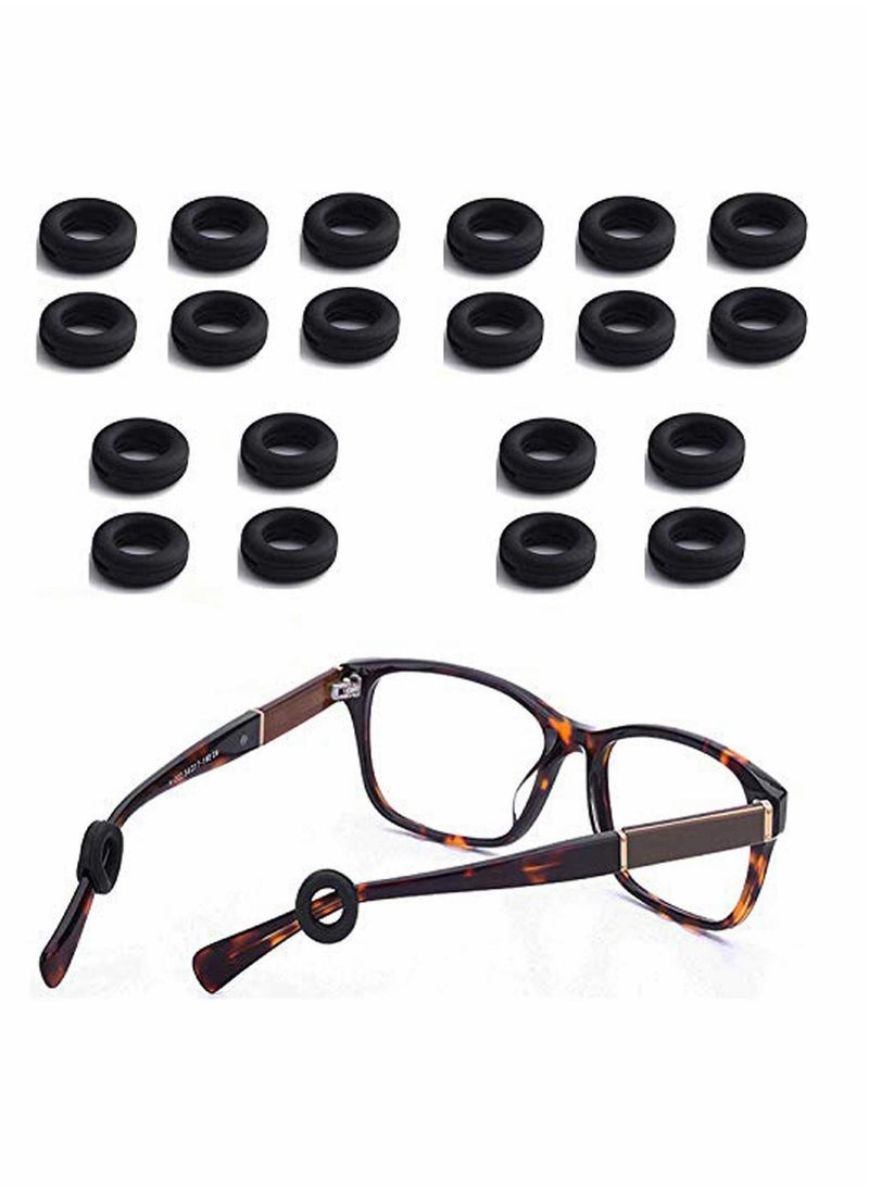 KASTWAVE - Silicone Eyeglasses Temple Tips Sleeve Retainer, Anti-Slip Round Comfort Glasses Retainers for Spectacle Sunglasses Reading Glasses Eyewear, 10 Pairs (Black) - Image 1