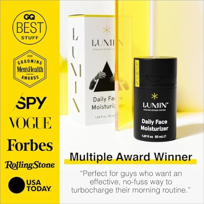 LUMIN مرطب وجه يومي للرجال - كريم مرطب خفيف الوزن مع النياسيناميد، لوشن وجه للرجال للبشرة العادية والمختلطة والحساسة، العناية بالبشرة الكورية، ناعم ومغذي، 50 مل، عبوتين - Image 3