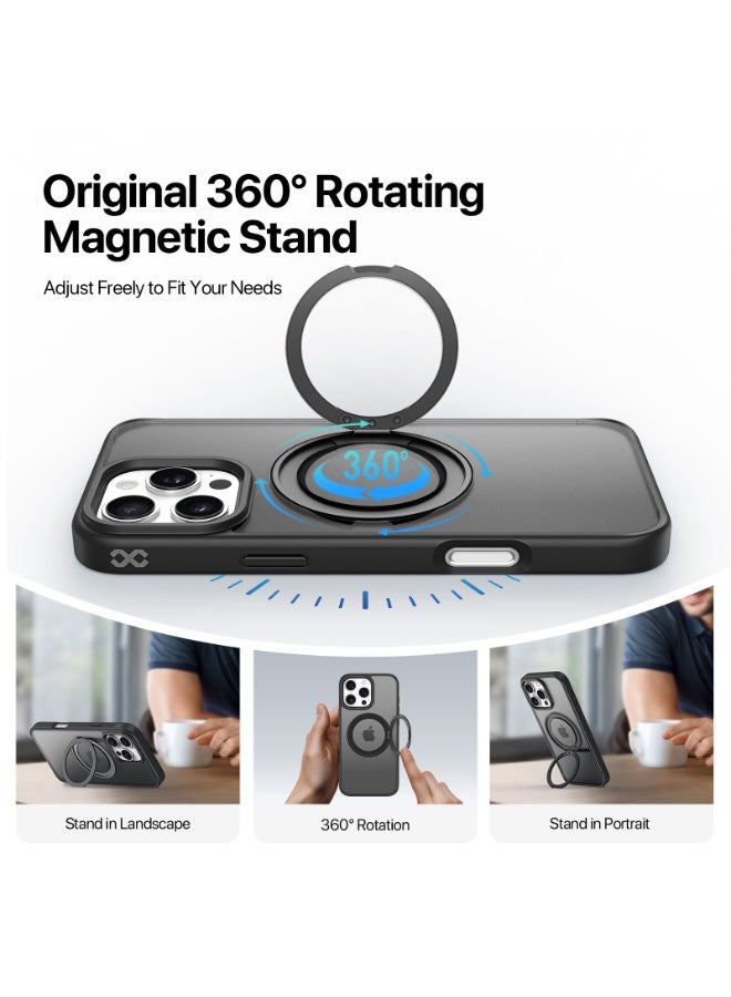 INFINYTY iPhone 16 Pro Case with 360° Built-in Ring Stand – Pristine (Black Titanium), Sleek & Functional Design, MagSafe Compatible, Shock Absorption, Precision Fit, Scratch Protection, Mil. Grade Drop-Tested - Image 2