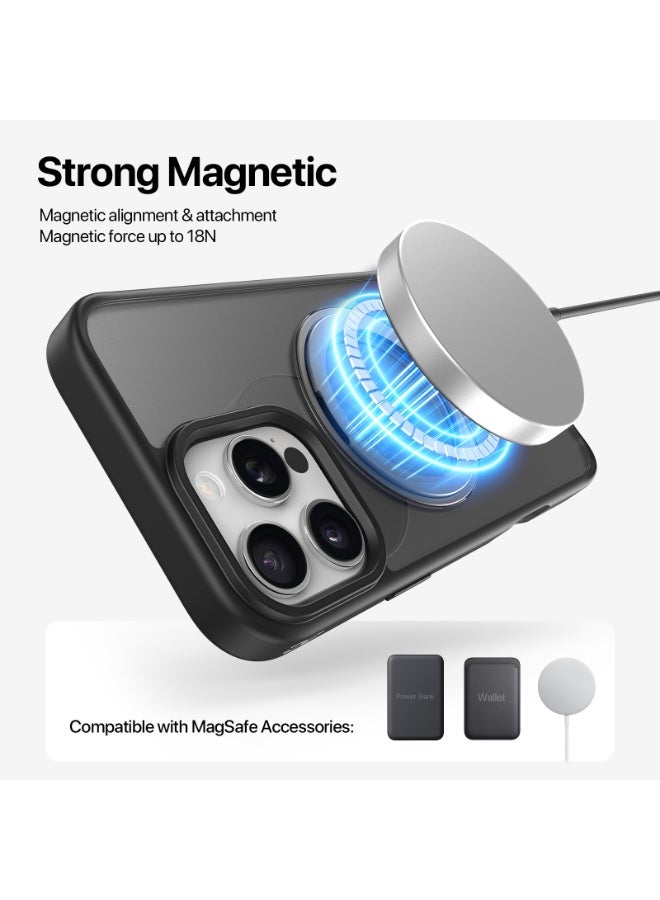 INFINYTY iPhone 16 Pro Case with 360° Built-in Ring Stand – Pristine (Black Titanium), Sleek & Functional Design, MagSafe Compatible, Shock Absorption, Precision Fit, Scratch Protection, Mil. Grade Drop-Tested - Image 4