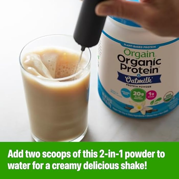 Orgain Organic Vegan Protein Powder + Oat Milk, Vanilla Bean - 20g Plant Based Protein, Gluten Free, No Dairy, Soy or Lactose Ingredients, Low Sugar, Non-GMO, Kosher, For Shakes & Smoothies - 1.05lb - Image 5