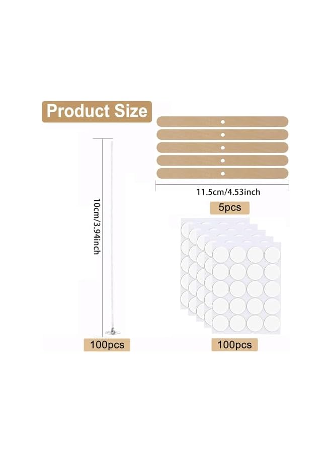 The Bros 100 Pcs Cotton Candle Wicks (10cm) with 100 Pcs Wick Stickers and 5 Pcs Wooden Candle Wick Holders, Candle Wicks for Pillar Candle Making and Candle DIY - Image 2